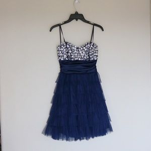 Short Strapless Navy Formal Dress